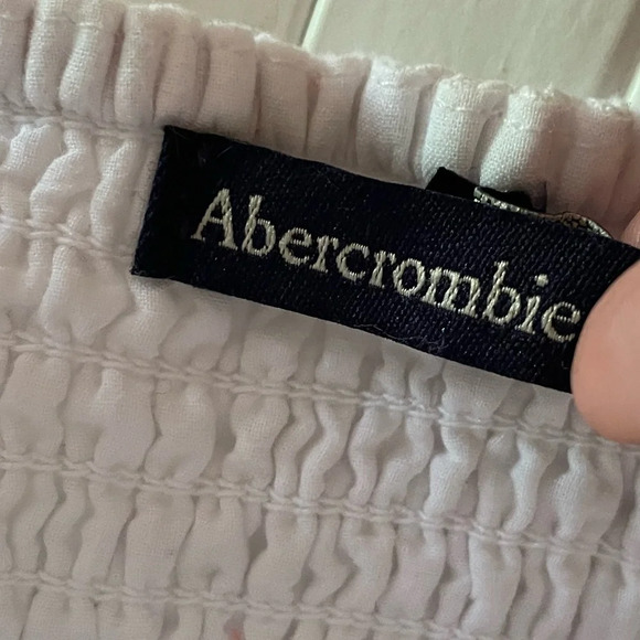 Abercrombie & Fitch Cropped Smocked Button White Cami Adjustable Size XL - Picture 2 of 13